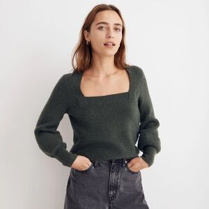 Madewell Forest Green Square Neck Sweater